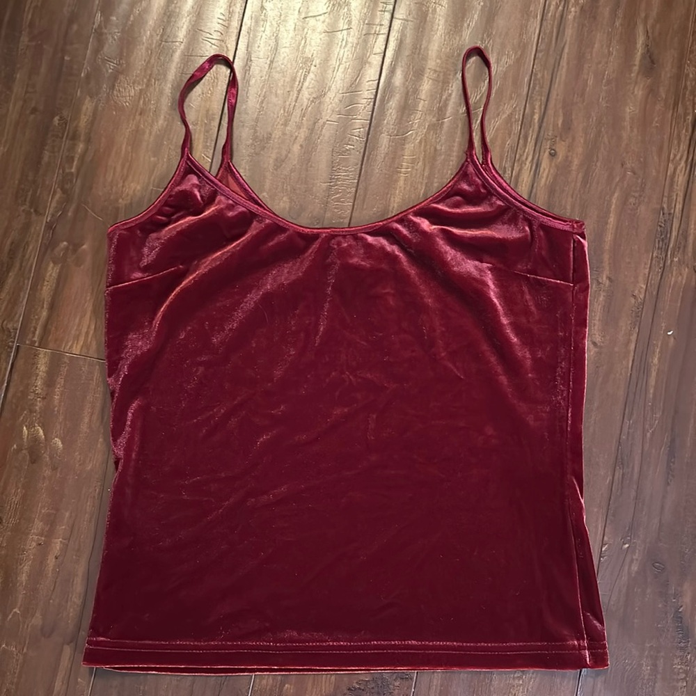 Vintage Express Tricot Burgundy Velour Cami Tank Top Y2K Medium